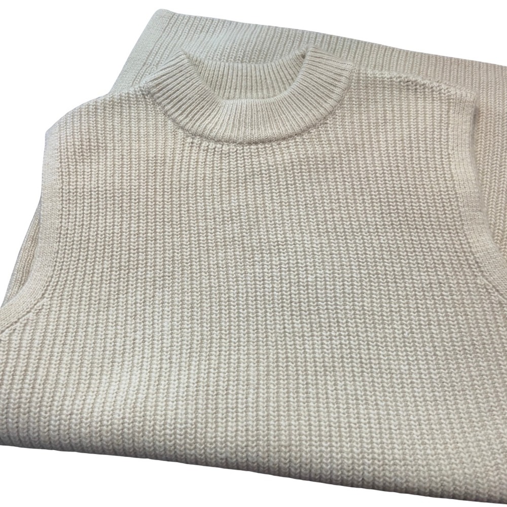 H&M Cream Knit Sweater Vest Mock Neck‎ Sleeveless XS Wool Blend Neutral